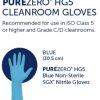 PUREZERO HG5 Blue Nitrile Cleanroom Gloves non sterile Reco text