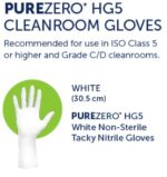 PUREZERO HG5 White Nitrile Cleanroom Gloves Non Sterile Reco text