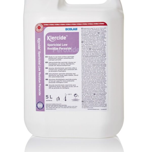 Klercide Sporicidal Low Residue Peroxide DI Sterile 5L Klercide Sporicidal Low Residue Peroxide DI Sterile 5L