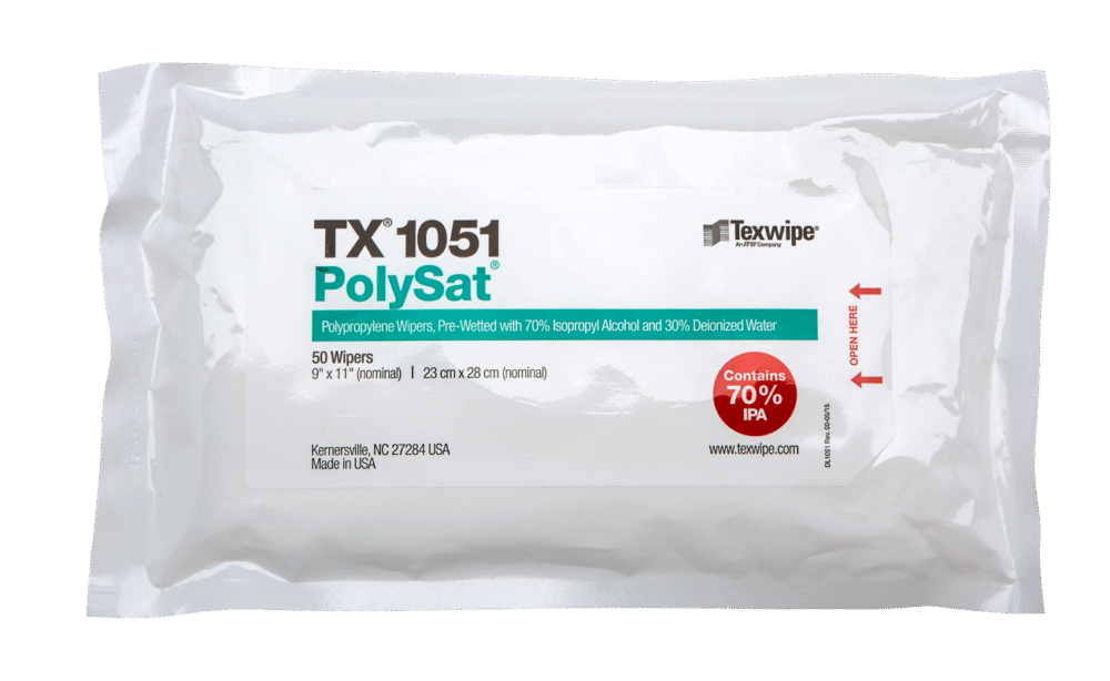 TX1051 polysat tx1051 pre wetted cleanroom wipers non sterile