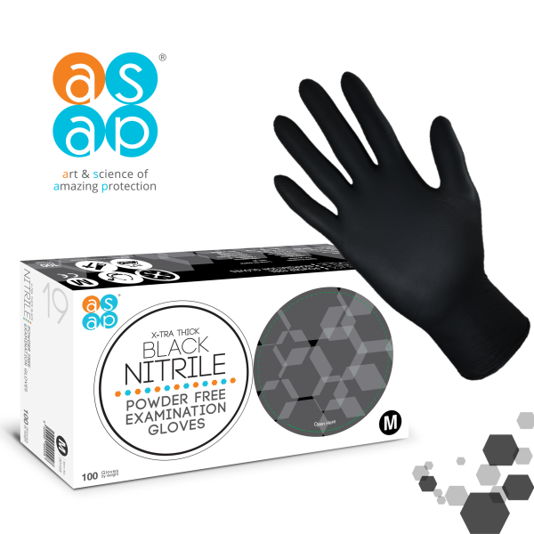 ASAP X Tra Thick Nitrile PF BLACK 100s Hand Box 600x600 1